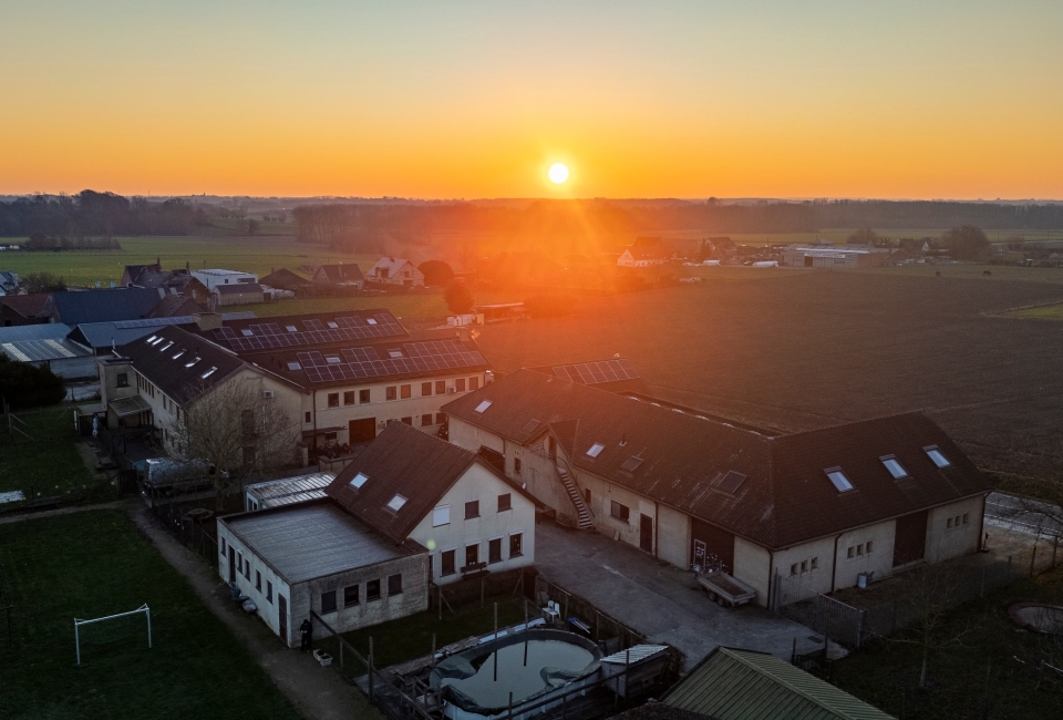 Gebouw Vollezele zonsopgang